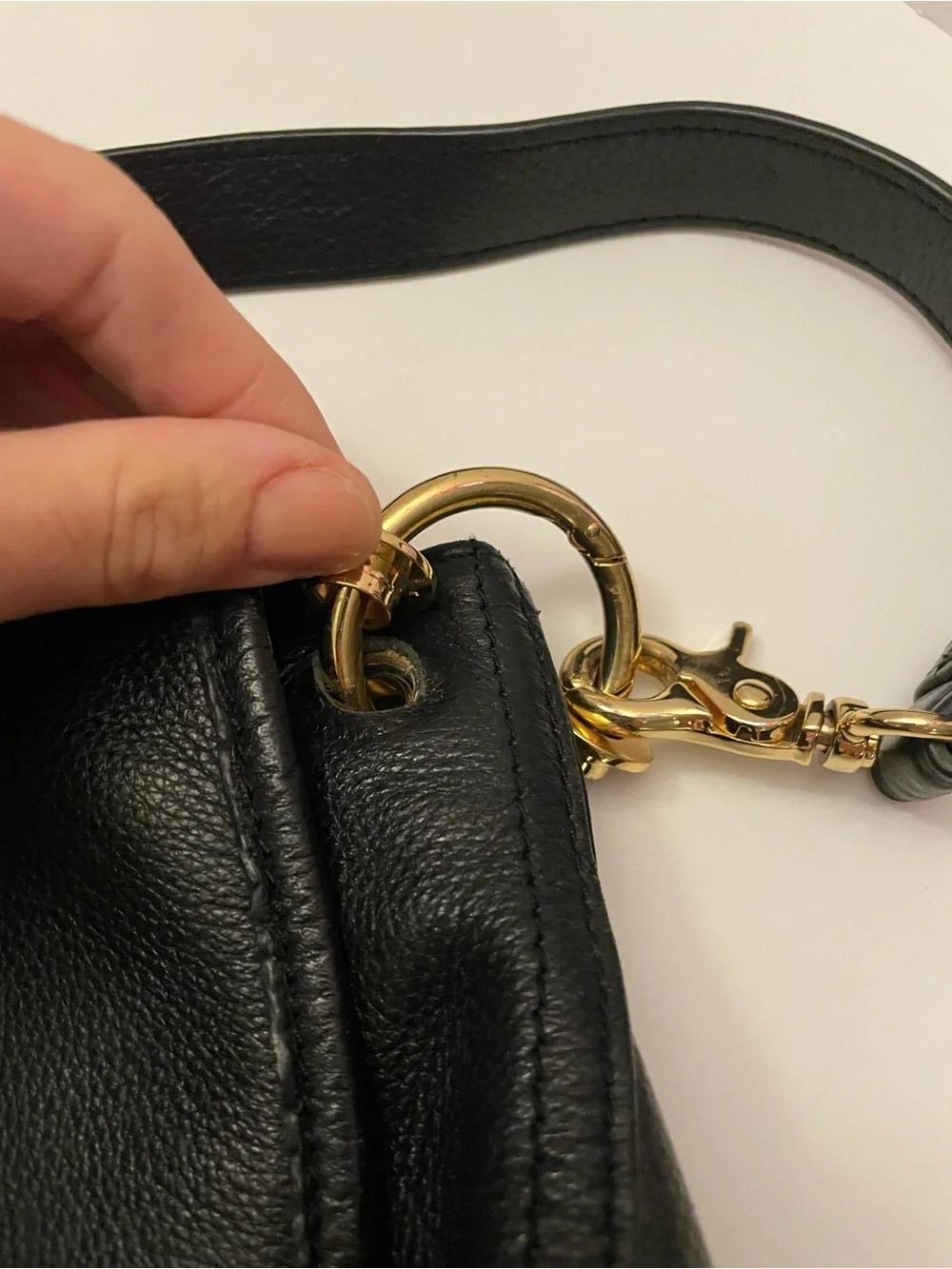 Tory Burch Black Leather Logo Crossbody with Gold-Tone Studs